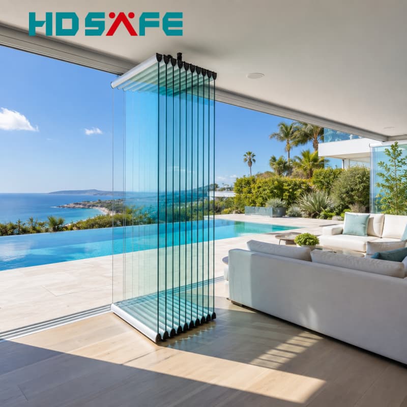 Frameless Folding Glass Partition Door System for Contemporary Interior Design Projects