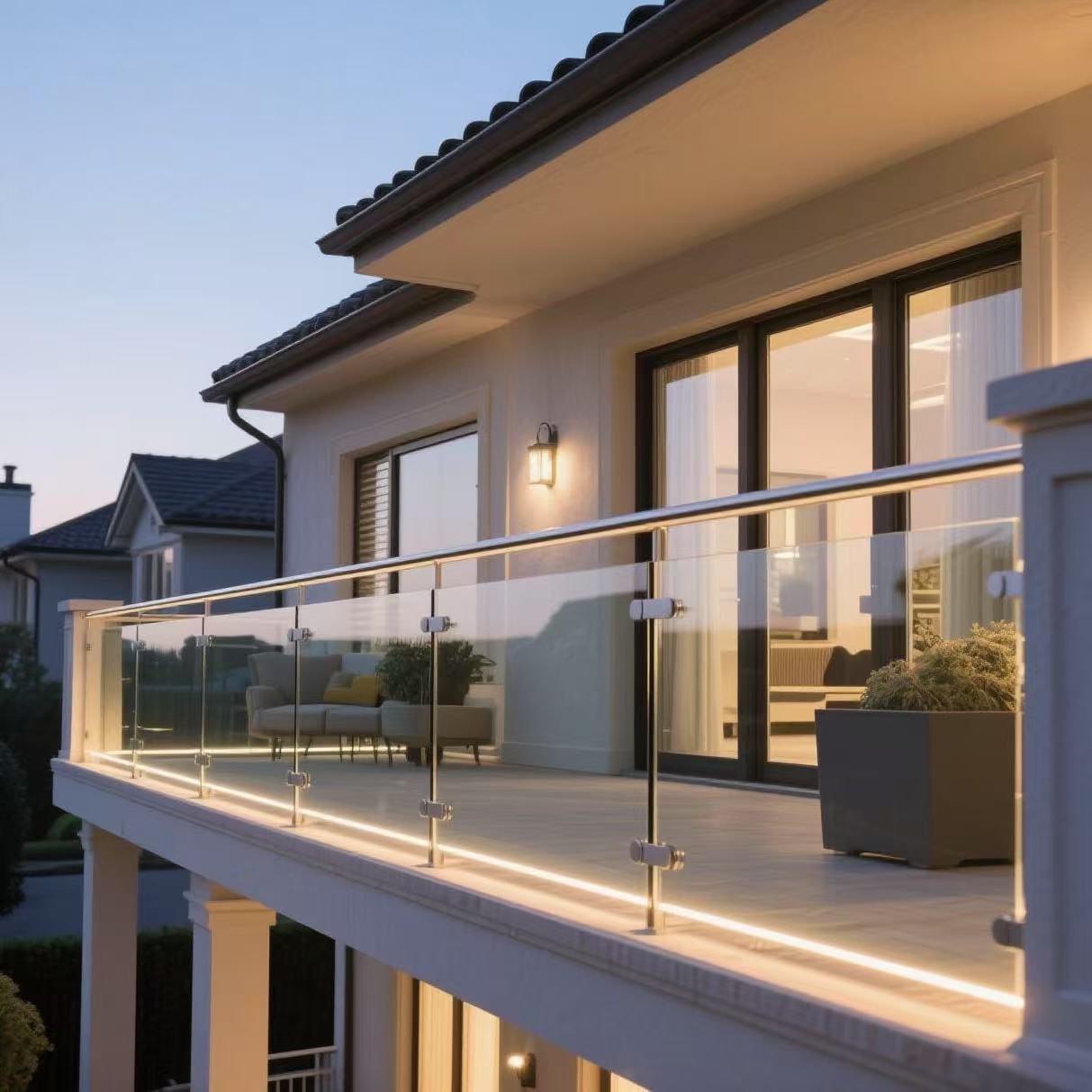 Panoramic Frameless Glass Railing System Creating Unobstructed Views for Balcony & Pool