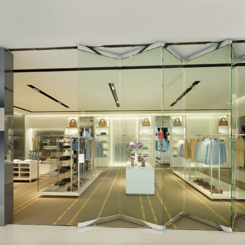 Custom Folding Glass Room Divider System with Tempered Glass & Aluminum Frame