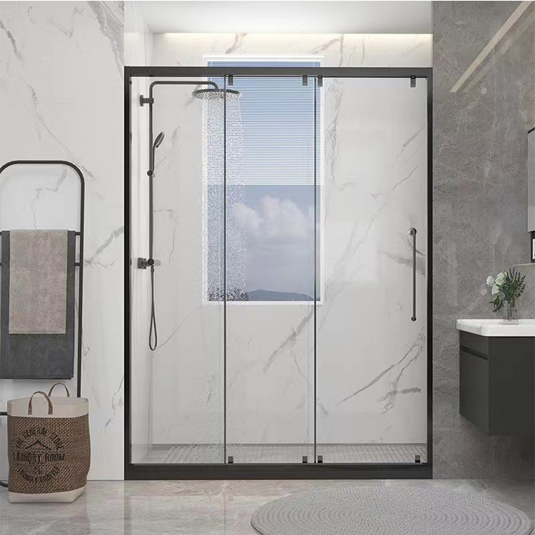 Complete Shower Door System Sliding Tempered Glass Shower Enclosure for Modern Bathrooms